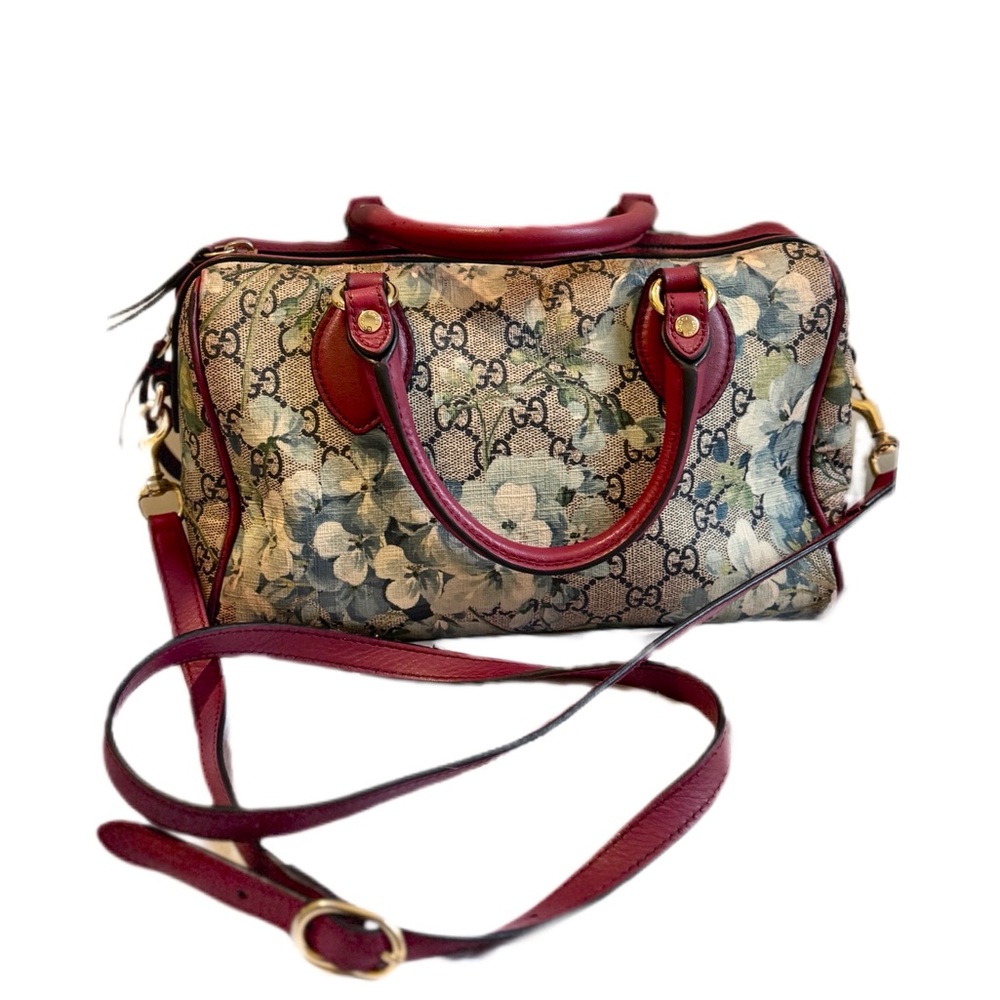 Gucci Floral Satchel Bag - Red and Cream